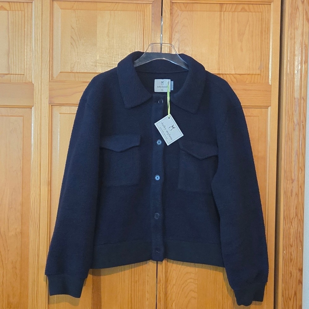 Dudley Stephens Shacket Navy Blue Vello Fleece Button Front Jacket XXL